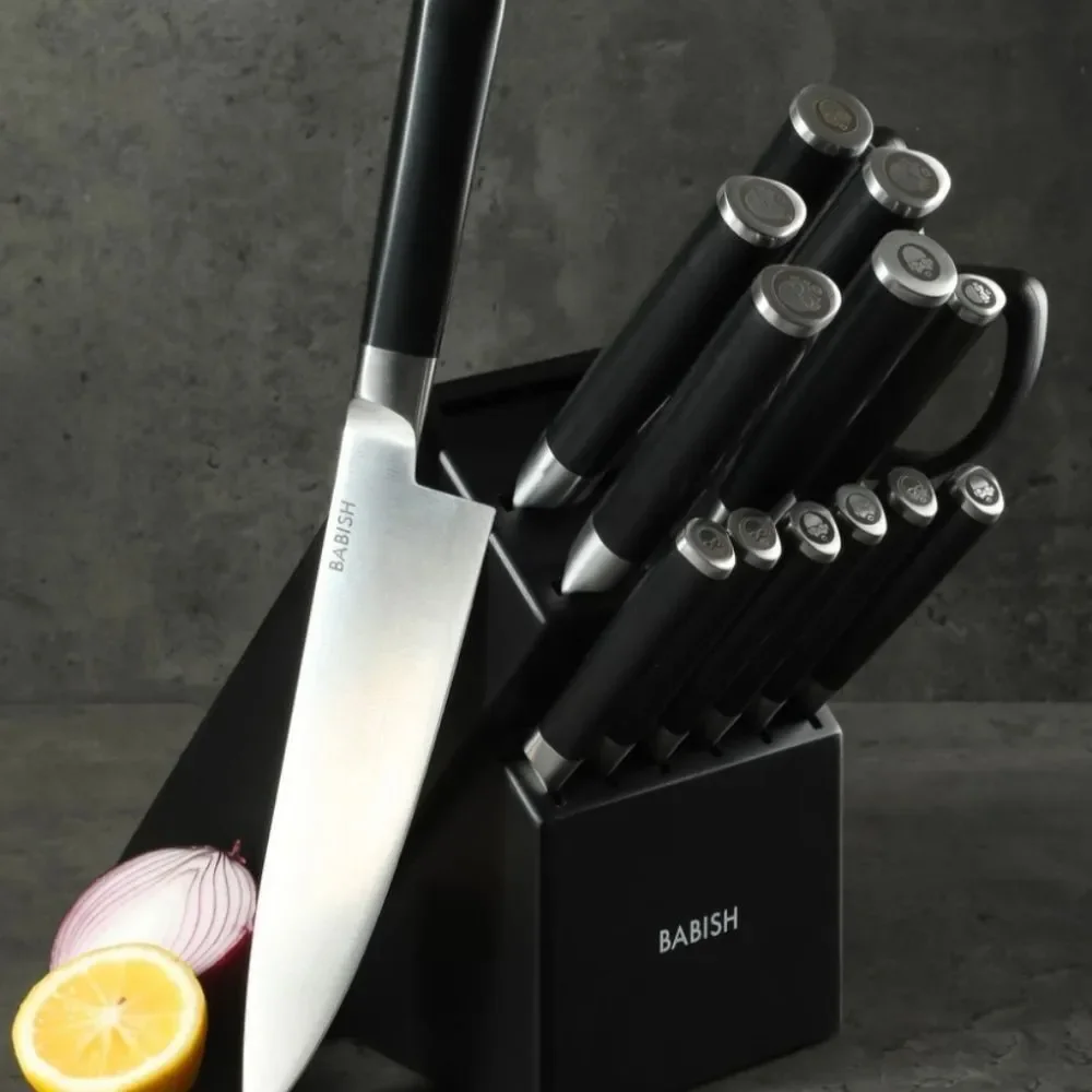 Babish High Carbon German Steel 15-PC Full Tang Forged Cutlery‎ Blick Set